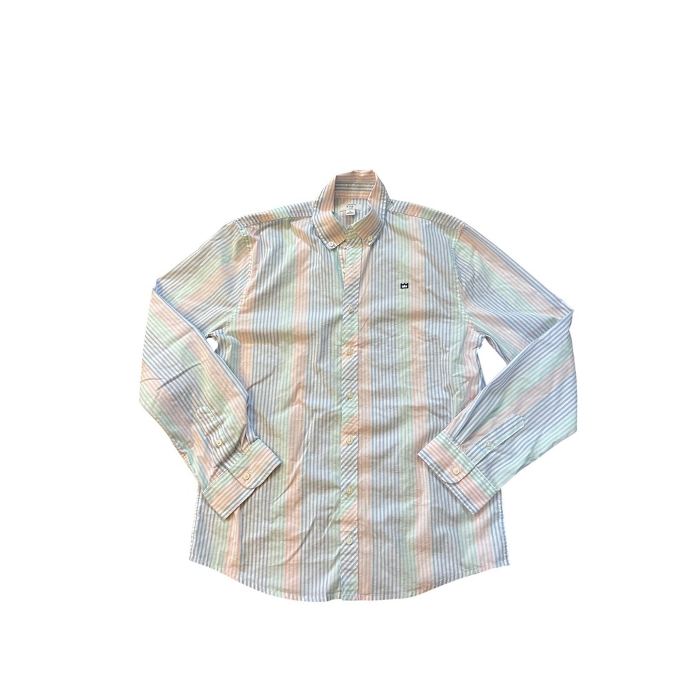 Crown & Ivy Button Down Shirt Kids Multi Color‎ Pastel Striped SIZE XL